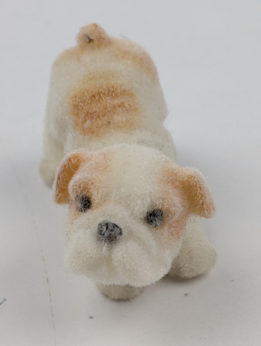 Flocked Felted miniature English Bulldog figurine